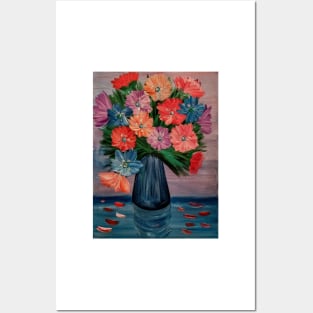 A beautiful bouquet flowers in a glass vase Posters and Art